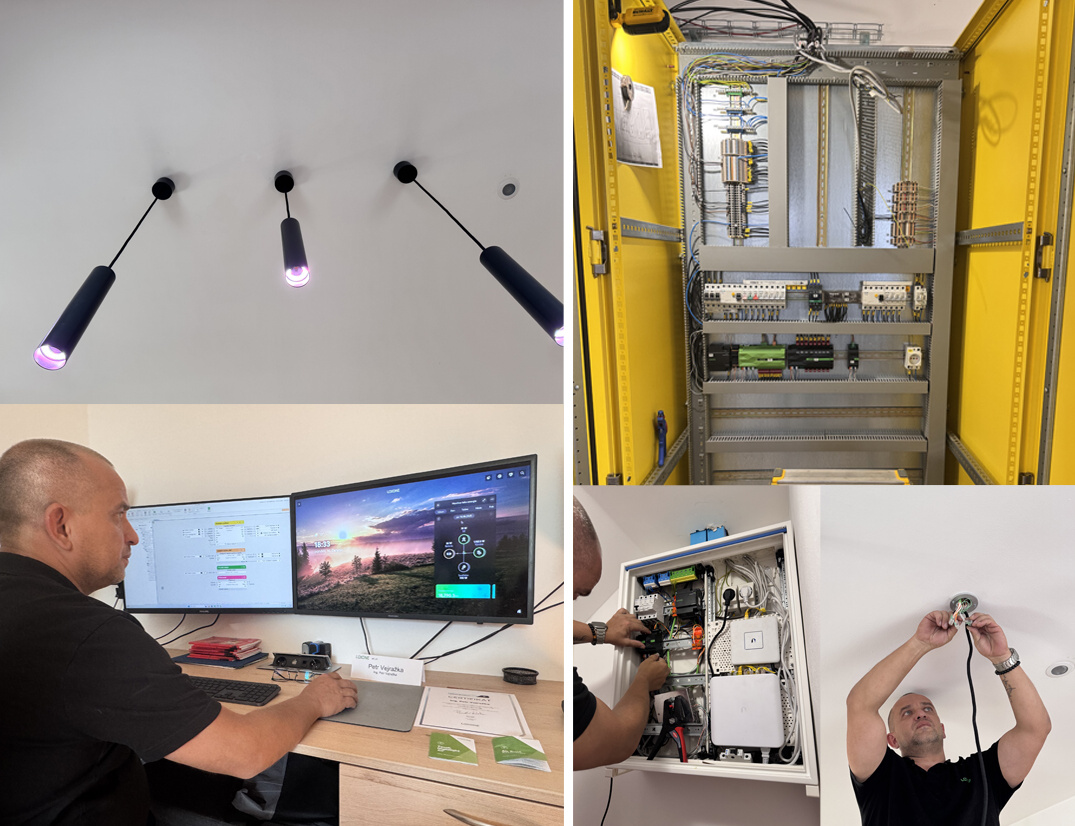 Koláž technologií pro elektroinstalace a chytré domácnosti